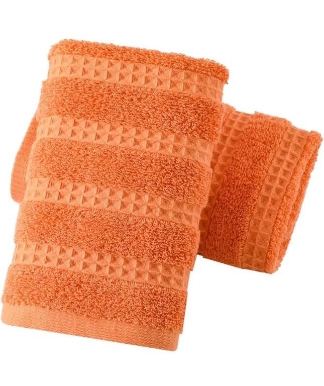 Set of 2 Waffle Striped Hand towels 13x29"