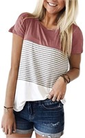 Women's Color Block Short Sleeve T Shirt Casual