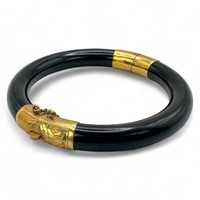 14K Gold & Onyx Hinged Bracelet