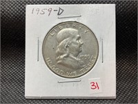 1959 D Franklin half dollar