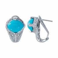 14KT White Gold 5.84ctw Turquoise and Diamond Earr
