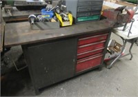 Wood top bench with Craftsman 5" vise and