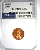 1969-S Cent PR70 DCAM RD LISTS $625 IN 69