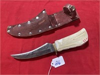 Bone Handle Damascus Steel 7" Hunting Knife