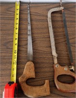 Vintage Meat & Keyhole Wooden Handle Handsaws