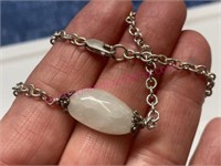 New Sterling white quartz rock 16in necklace