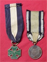 (2) Antique Commemorative Medals on Lanyards