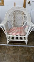 White Wicker Chair w/ Cushion