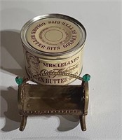 Vintage Candy Tin with Brass Figurine