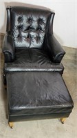 Heritage Black Nailhead Trim Chair & Ottoman