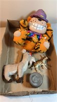 Stuffed toys/ resin donkey /Apollo 11 tin