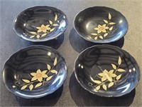 Four Oriental Black Plates