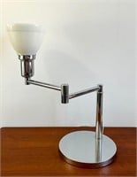 WALTER VON NESSEN CHROME SWING-ARM TABLE LAMP