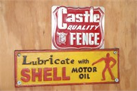 Lubricate with Shell Motor Oil cast sign