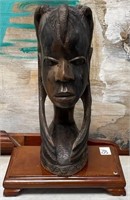 SW - CARVED WOOD BUST W/ STAND 15"T