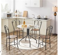 5-Piece Glass Dining Table Set. Round Dining