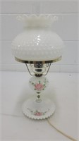 Hobnail milkglass table lamp