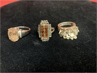 3 Antique sterling silver rings