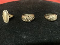 3 Vintage sterling silver rings