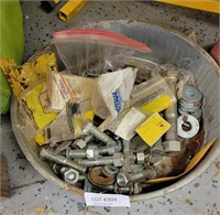 METAL BUCKET OF ASSORTED NUTS & BOLTS