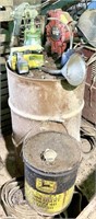 Lot including barrel with pump, oil can, partial