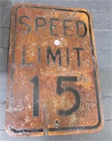 Metal 15 mph speed limit sign