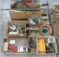 PLT W/ WIRE PULLS, HARDWARE, CLAMPS, ETC.