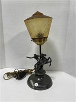 Table Lamp - Metal Horse & Rider Base with Amber