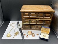 ASSORTED FASHION JEWELRY AND MUSICAL JEWELRY BOX