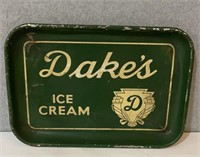 Antique Dakes Ice Cream Metal Tray - appx 15”