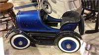 Vintage blue & black metal pedal car,