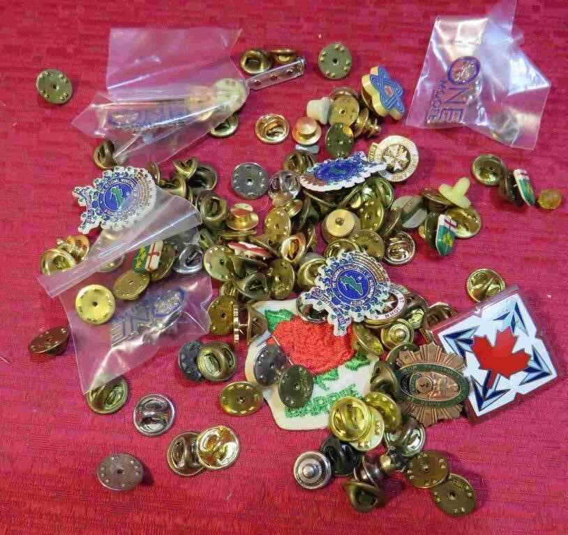 Bag Lot Collector Pins Mostly Canada & Extra Backs