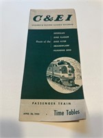 Chicago & Eastern ilinois road time table 1953