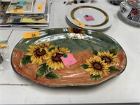 LARGE SUNFLOWER SUN FLOWER OVAL PLATTER