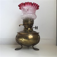 ENGLISH BRASS OIL LAMP FOOTED