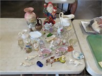 Table Lot of Misc Glassware & Figurines