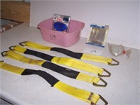4 straps, hinges, hooks, tie downs