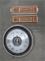 Chevy Hub cap clock, Thermometers