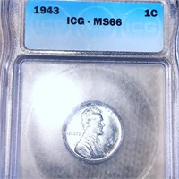 1943 Lincoln Steel Wheat Penny ICG - MS66