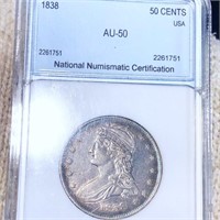 1838 Capped Bust Half Dollar NNC - AU50