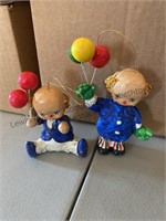 Vintage paper Mâché clown ornaments