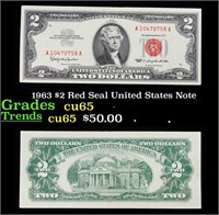 1963 $2 Red Seal United States Note Grades Gem CU