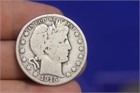 A 1915-D Barber Silver Half Dollar