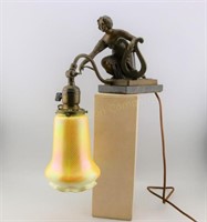 Circa 1910 Piano Lamp Art Nouveau Woman
