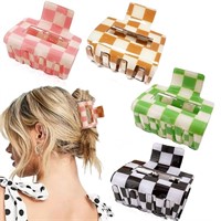 4 Pack Checkered Claw Clip, 2 Clips