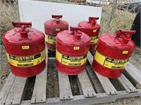 (5) Justrite Safety Fuel Can