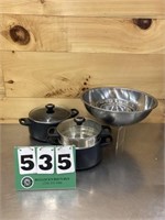 Pampered Chef Pots/Steamer w/ Lids