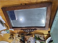 13"h x 19 1/2"w  wood framed mirror