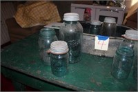 Several Blue Canning Jars