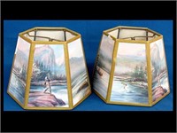 LOT OF TWO FISHING RELATED LAMP SHADES - W/ MINOR